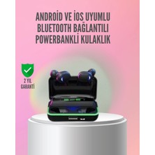 Mey İthalat Mey Ithalat® Powerbank Özellikli Bluetooth 5.1 Kulaklık Oyun ve Müzik Için