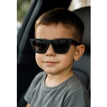 MiraLive Kids Güneş Gözlüğü Siyah Çekik Çerçeve Uv 400 Korumalı Ce Belgeli Çocuk Güneş Gözlüğü