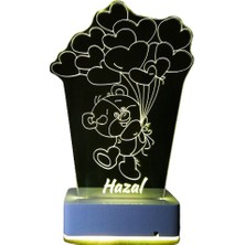 Modiwa Design Sevgiliye 3D Balon ve Ayıcık LED Lamba Renkli 25X35 Cm İç Mekan Uyumlu