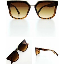 MiraLive Alexa K.rengi Kadın Güneş Gözlüğü Leopar Desen Çerçeve - Metal Gold Detay Uv 400 Korumalı Gözlük