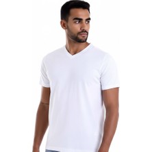 Woodsman V Yaka Basıc T-Shirt Beyaz