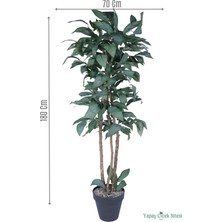 Yapay Çiçek Sitesi Dekoratif Saksıda 3 Gövdeli Yapay Çınar Ağacı Koyu Yeşil 180 cm