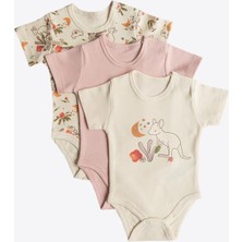 Kitikate Organik Happy Koala 3'lü Kısa Kol Body Pembe