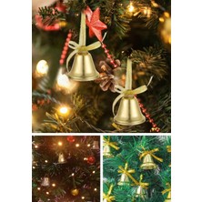 MiraLive 6 Adet Mini Çan Süs Yılbaşı Çam Ağacı Süsü 4 cm Altın Sarısı Kurdeleli Zil Gold Yılbaşı Çam Ağacı