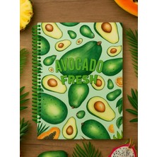 MiraLive Avokado Fresh Temalı Spiral Kareli Defter – 80 Yaprak / 160 Sayfa – 18X24 cm
