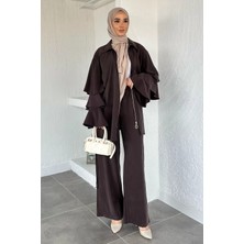Julude Gülseli Kol Fırfırlı Tunik Bel Lastikli Pantolon Tesettür Ikili Takım P-00020481