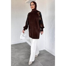 Julude Gülseli Kol Desenli Ipek Kübra Kumaş Tesettür Triko Tunik P-00020418