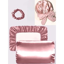 SB SizinBazar Saç ve Cilt Için Ipek Saten Yastık Kılıfı Ipek Saten Saç Bonesi ve Ipek Saten Saç Tokası Seti