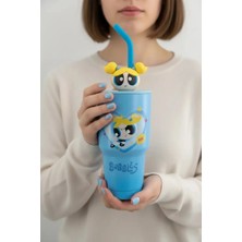 Miniso Powerpuff Girls Lisanslı Pipetli Paslanmaz Çelik Termos 900 ml