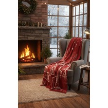 Lorvian Noletti Kırmızı Pamuklu Yumuşak Dokulu Çift Kişilik Battaniye