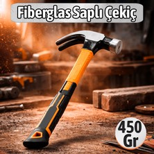 Badem10 Fiberglas Saplı Çatal Çekiç 450 gr Profesyonel Dayanıklı Darbe Emici Inşaat Marangoz Çekici