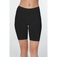 Çift Kaplan Kadın Elastanlı Uzun Siyah Şort 611 3'lü Paket