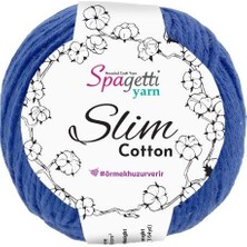 Spagetti Yarn Slim Cotton Saks Mavi El Örgü İpliği