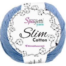 Spagetti Yarn Slim Cotton Kot Mavi El Örgü İpliği