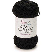 Spagetti Yarn Slim Cotton Siyah El Örgü İpliği
