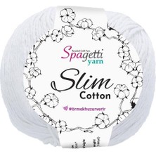 Spagetti Yarn Slim Cotton Beyaz El Örgü İpliği
