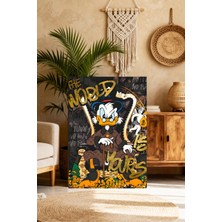 Mushen Studio Scrooge Mcduck The World Is Yours Tablo - Altın Para Yağmurlu Gangster Ördek Pop Art Duvar Dekoru