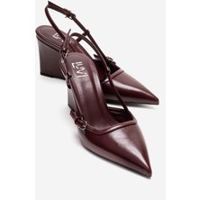 Luvi Celıa Bordo Cilt Sivri Burunlu Kadın Dolgu Topuklu Ayakkabı