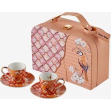 Chiara Alessi Golden Serenade Turuncu Porselen Deri Çantalı Kahve Fincan Seti 80 ml