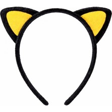 Pilelistore Peluş Kedi Kulak Taç Sarı Siyah – Çocuk Parti & Kostüm Tacı