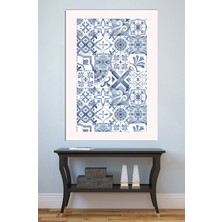 Mushen Studio Mavi Beyaz Çini Desen Tablo - Portekiz Azulejo Tarzı Geometrik Duvar Sanatı