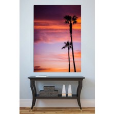 Mushen Studio Palmiye Ağaçları Gün Batımı Gökyüzü Kanvas Tablo Yağlı Boya Efektli Tropikal Duvar Dekoru