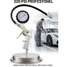 MiraLive Profesyonel Lastik Şişirme Tabancası ve Hava Saati 220 Psı 16 Bar Çelik Alaşım Güçlü Gövde