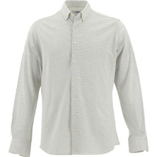Kiğılı Uzun Kol Slim Fit Dar Kesim Desenli Örme Pamuk Gömlek