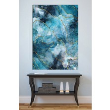 Mushen Studio Mavi Altın Dalga Abstrakt Kanvas Tablo Yağlı Boya Efektli Modern Duvar Dekoru