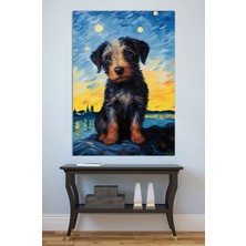 Mushen Studio Van Gogh Yıldızlı Gece Köpek Yavrusu Kanvas Tablo Yağlı Boya Efektli Sevimli Duvar Dekoru