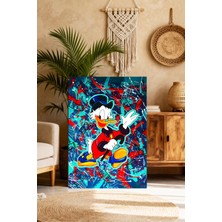 Mushen Studio Zengin Donald Duck Para Yağmuru Pop Art Tablo - Neon Sokak Sanatı Duvar Dekoru