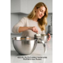 MiraLive Inox Çelik Profesyonel Ölçülü Karıştırma Kabı - 400 ml Sos & Hazırlık Şefi Serisi