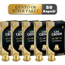 Cafe Crown 50'li Gusto Kapsül Kahve Nespresso Uyumlu Süper Paket ( Alüminyum Nespresso Uyumlu Kapsül Kahve )