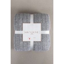 Koza Home Twin Battaniye Soft Pamuklu Çift Kişilik Battaniye Antrasit Krem 200 x 220 5022A