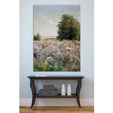 Mushen Studio Yabani Çiçekli Kır Manzarası Kanvas Tablo Yağlı Boya Efektli Doğa Duvar Dekoru