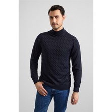 Süvari Lacivert Regular Yarım Balıkçı Yaka Kazak