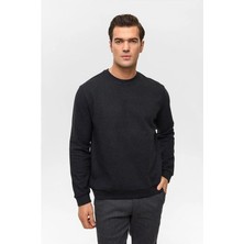 Süvari Siyah Regular Düz Bisiklet Yaka Sweatshirt