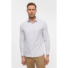 Süvari Ekru Slim Klasik Yaka Cepsiz Casual Gömlek