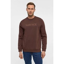 Süvari Koyu Kahve Regular Düz Bisiklet Yaka Sweatshirt
