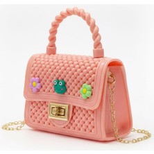 Keroppi Kurbağa Çiçek Pudra Pembe Silikon Çapraz El Omuz Çanta Kadın Genç Kız Çocuk Bebek Hediyelik