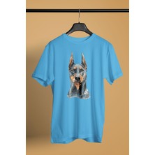 Darkhane Asil Köpek Doberman Unisex Turkuaz Tişört - T-Shirt UT003