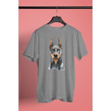 Darkhane Asil Köpek Doberman Unisex Gri Tişört - T-Shirt UT006
