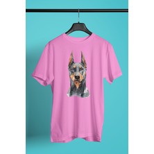 Darkhane Asil Köpek Doberman Unisex Pembe Tişört - T-Shirt UT002