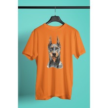 Darkhane Asil Köpek Doberman Unisex Turuncu Tişört - T-Shirt UT005