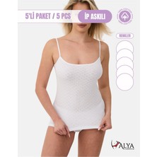 Alya Underwear %100 Pamuk Kumaşlı Ip Askılı Kadın Atlet Jakarlı Ribana Kalp Işlemeli 5\'li Paket