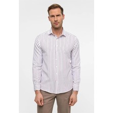 Süvari Koyu Bordo Slim Klasik Yaka Cepsiz Casual Gömlek