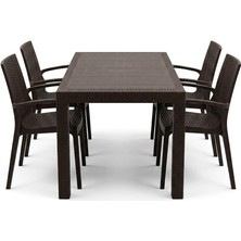 Mandella Kampanyalı  Elit Rattan 70X120  Nirvana  Koltuk Masa Takımı 4 Kişilik Kahverengi