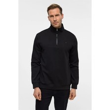 Süvari Siyah Regular Düz Yarım Balıkçı Yaka Sweatshirt