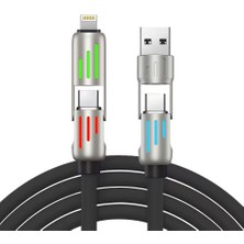 Auris CB270 240W 4in1 USB Type-C Lightning 1.2m Rgb Hızlı Şarj Kablosu - Siyah