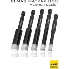 MiraLive Mermer Delme Elmas Matkap Ucu - 5'li Porselen Karo Seramik Taş, Cam, Granit Için Elmas Matkap Uçları